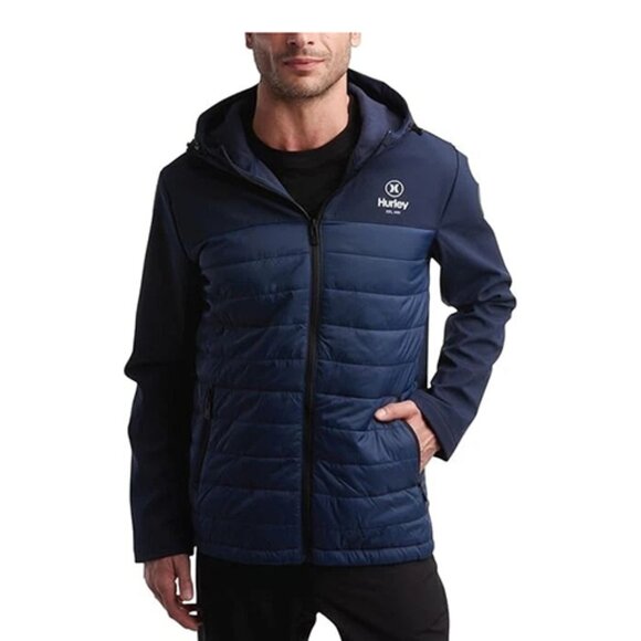 Hurley Men's Windbreaker Softshell Quilted Wind Resistant Fabric Jacket - Picture 1 of 1